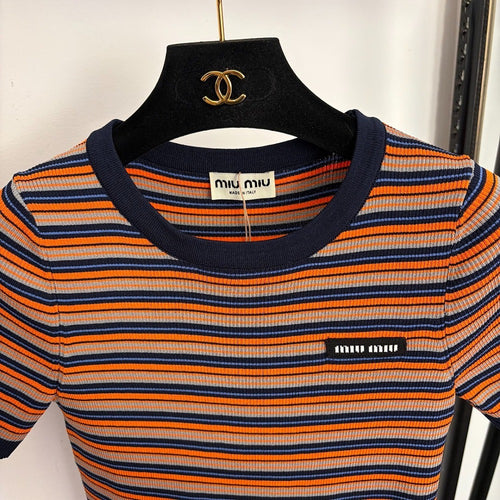 Miu Miu– Retro Stripe Logo Knit Vest