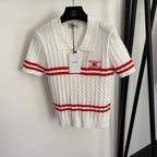 Celine – Triomphe Cable Knit Polo Top