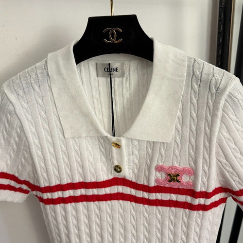 Celine – Triomphe Cable Knit Polo Top