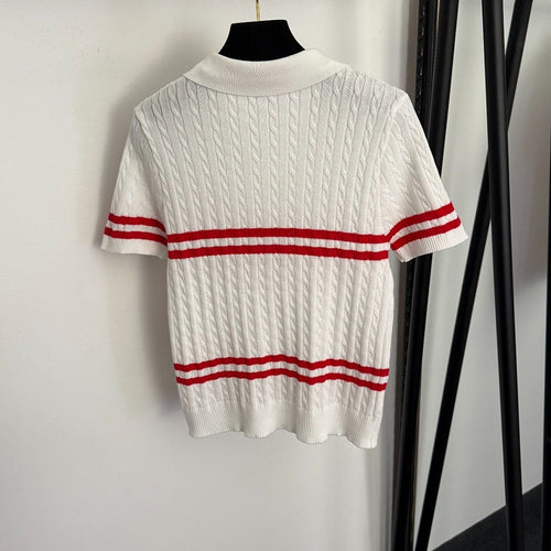 Celine – Triomphe Cable Knit Polo Top