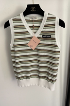 Miu Miu – Striped Logo Knit Vest