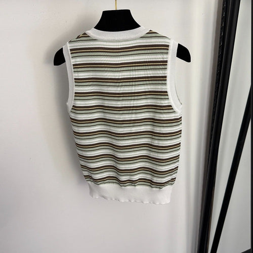 Miu Miu – Striped Logo Knit Vest
