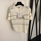 Chanel -Crystal Logo Openwork Knit Top