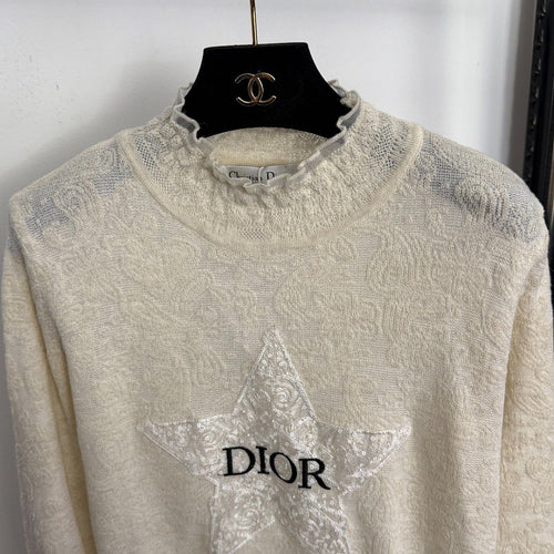 Dior Étoile Brodée Mock Neck Knit Top