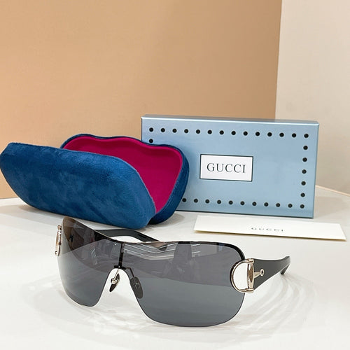 Gucci-Horsebit Shield Rimless Sunglasses