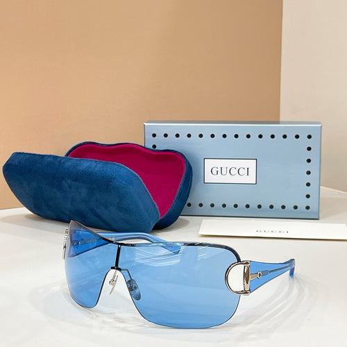 Gucci-Horsebit Shield Rimless Sunglasses