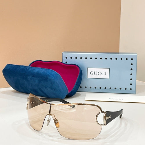 Gucci-Horsebit Shield Rimless Sunglasses