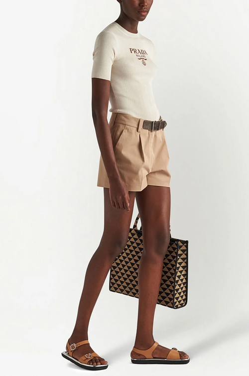 Prada “Milano Heritage” Ribbed Knit Logo Top