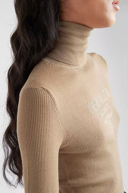 Prada “Milano Luxe Sculpt” Ribbed Turtleneck Knit — S–L