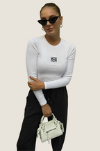 Loewe “Signature Aura” Sculpted Rib Long-Sleeve Top — White | S–L