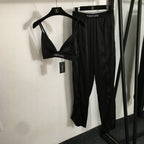 Tom Ford Noir Satin Lounge Set with Logo Elastic Detailing