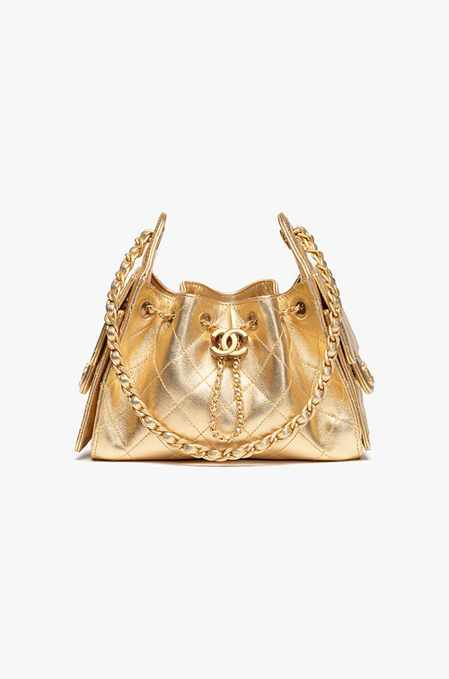 Chanel “Or Lumière” Metallic Gold Drawstring Mini Shoulder Bag