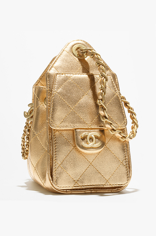 Chanel “Or Lumière” Metallic Gold Drawstring Mini Shoulder Bag