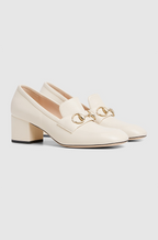 GUCCI “Ivory Romana” Patent Horsebit Block-Heel Loafer (36–42)