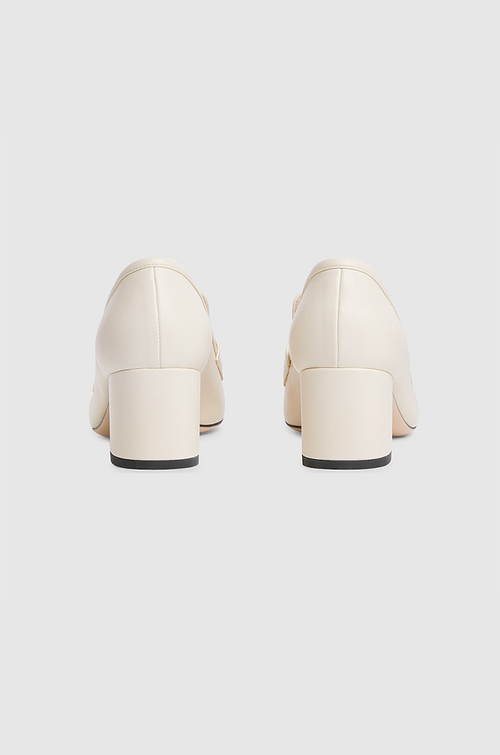 GUCCI “Ivory Romana” Patent Horsebit Block-Heel Loafer (36–42)