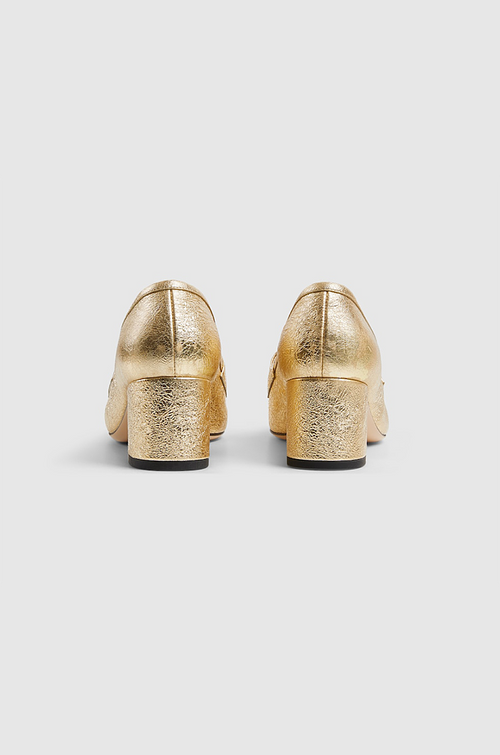 GUCCI “Aurum Classica” Metallic Gold Horsebit Block-Heel Loafer (36–42)