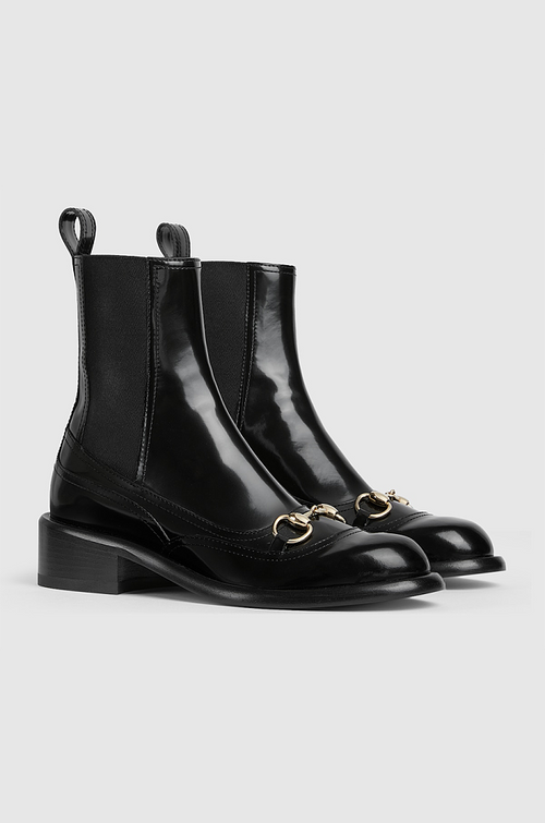 Gucci Horsebit Patent Chelsea Ankle Boot