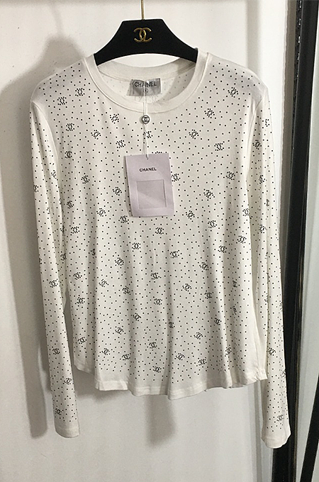 Chanel Crystal Monogram Long Sleeve Top