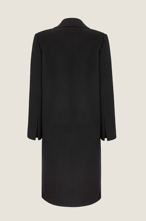 Fendi “Iconica Roma” Double-Breasted Wool Coat with FF Fur Pockets — Black (S–L)