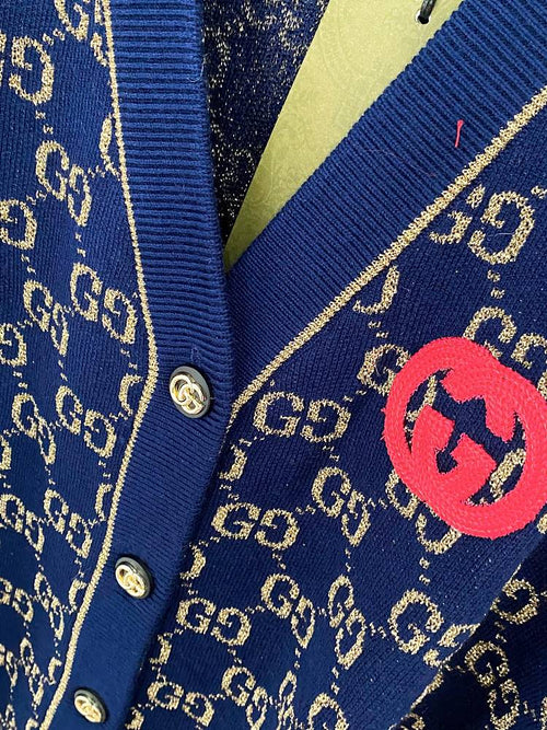 Gucci “Luxe Monogram Aureate” Statement Cardigan