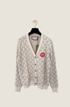 Gucci “Crème Emblem” GG Signature Knit Cardigan