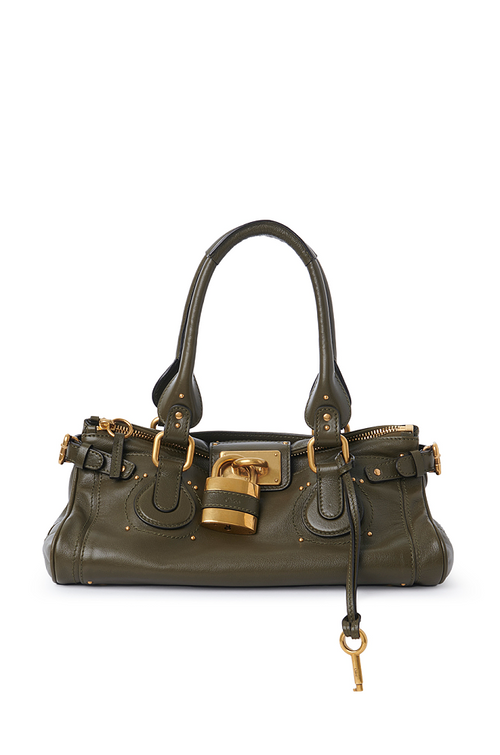 Chloé “Paddington Revival” Padlock Satchel – Olive