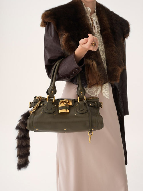 Chloé “Paddington Revival” Padlock Satchel – Olive