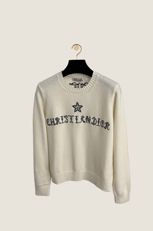 Christian Dior “Étoile Script” Embroidered Knit Sweater – S-L