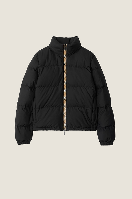 Burberry “Era Kensington” Signature Check-Trim Puffer Jacket