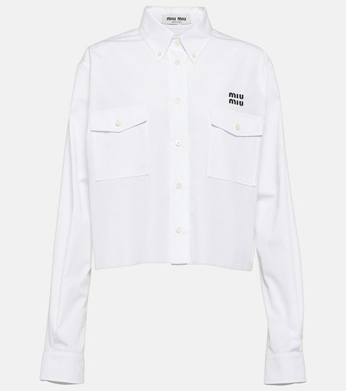Miu Miu Cropped Poplin Utility Shirt – Blanc Signature