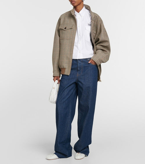 Miu Miu Cropped Poplin Utility Shirt – Blanc Signature