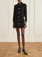 Gucci GG Cropped Jacket & Mini Skirt Set – Noir Élégance