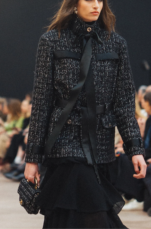 Chanel “Minuit Éternel” Satin-Bow Bouclé Jacket