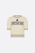 Christian Dior Embroidered Star Intarsia Knit Top – Navy & Ivory