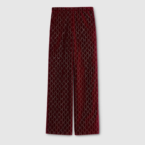 Gucci GG Velvet Wide-Leg Trousers – Bordeaux Royale