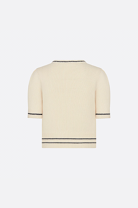 Christian Dior Embroidered Star Intarsia Knit Top – Navy & Ivory