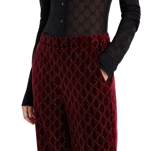 Gucci GG Velvet Wide-Leg Trousers – Bordeaux Royale
