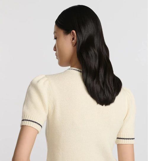 Christian Dior Embroidered Star Intarsia Knit Top – Navy & Ivory
