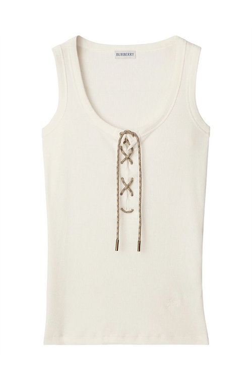 Burberry Lace-Up Ribbed Tank – Ivory Heritage