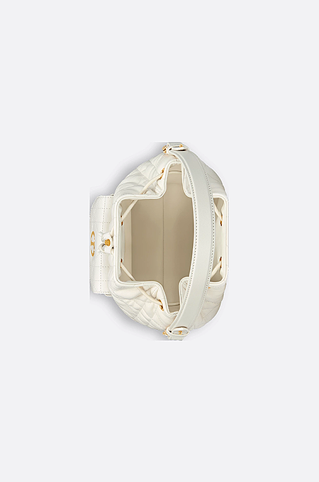 Dior Caro Bucket Bag in Cannage Calfskin with Gold-Tone Hardware – Ivory