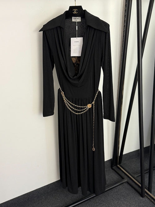Chanel Nocturne Élégance Draped Chain Midi Dress