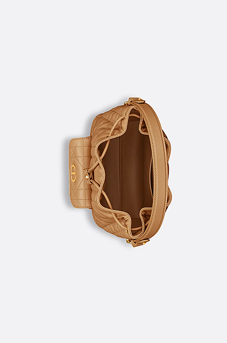 Christian Dior Small Caro Bucket Bag in Camel Cannage Lambskin