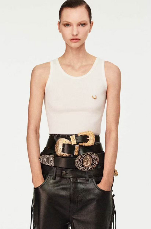 Schiaparelli Crescent Emblem Ribbed Tank – Signature Minimal Atelier Edition