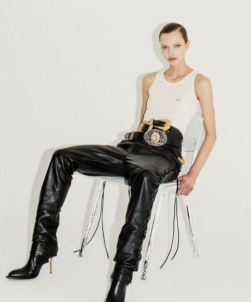 Schiaparelli Crescent Emblem Ribbed Tank – Signature Minimal Atelier Edition