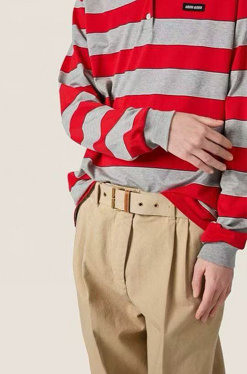 Miu Miu Collegiate Stripe Long Sleeve Polo – Heritage Academy Edition