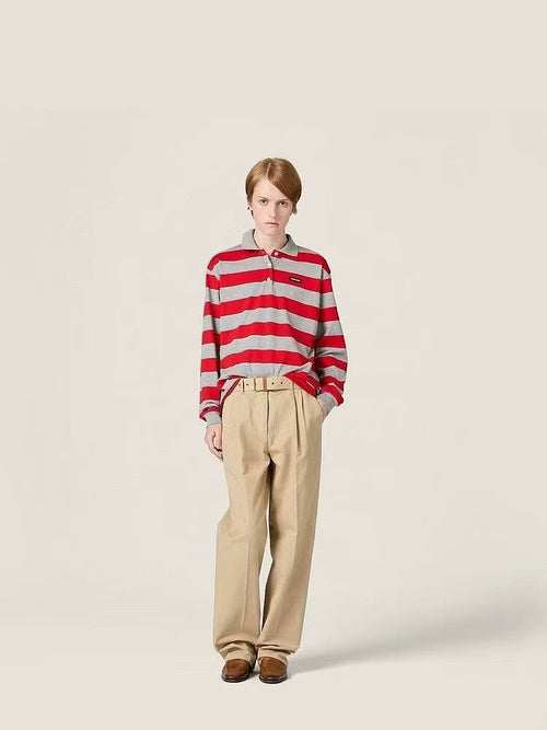 Miu Miu Collegiate Stripe Long Sleeve Polo – Heritage Academy Edition
