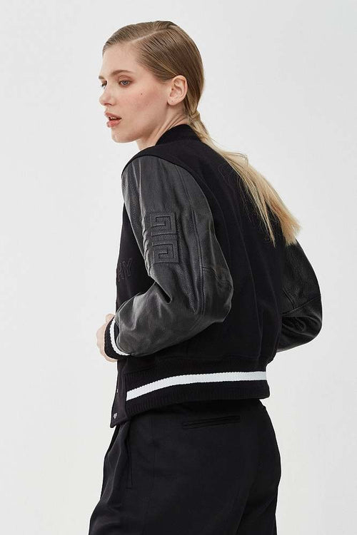 Givenchy Noir Monogram Varsity Leather Jacket