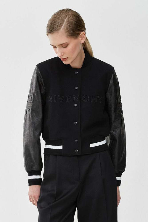 Givenchy Noir Monogram Varsity Leather Jacket