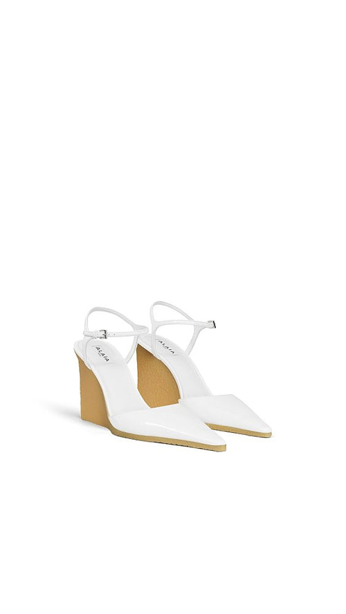 Alaïa Sculpted Wedge Ankle Strap Pumps