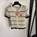 Miu Miu Riviera Stripe Knit Cropped Cardigan